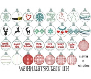 Stickserie - ITH Weihnachtskugeln - 33 Motive in 2 Größen